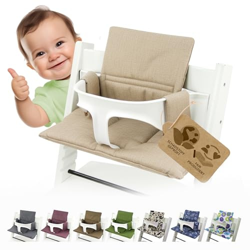 Ersatzbezug Kissen kompatibel mit Stokke Tripp Trapp M2 (meliert beige) | Sitzkissen, Kissen-Set, weich, gepolstert, waschbar & langlebig