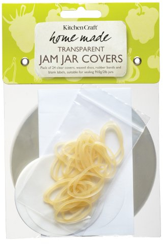 KitchenCraft Home Made Jam Jar Covers for 2lb Jars (Pack of 24 Wax Discs, Plus Labels and Covers)