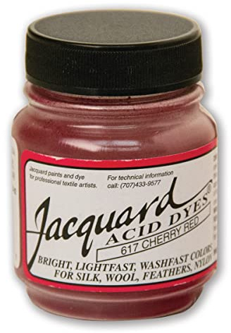 Jacquard Acid Dye (Cherry Red 617) Professional Fabric Dye for Wool, Silk, Nylon & Protein Fibres, Highly Concentrated Powder 14g Jar