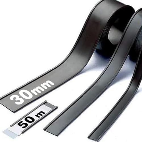 Magnet C-Profil magnetische Etiketten-Halter beschreibbar mit Papier und Schutzfolie 30mm breit x 50m Rolle - Ideal für Labels Preis-Schilder Namensschilder Lager-Beschriftung magnetisch