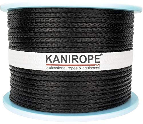 Kanirope® Dyneema Seil PRO 5mm 100m Schwarz 12-fach geflochten SK78 verstreckt beschichtet