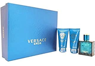 Versace Eros Geschenkset für Ihn (EdT Spray 50ml, Duschgel 50ml + After Shave Balm 50ml)