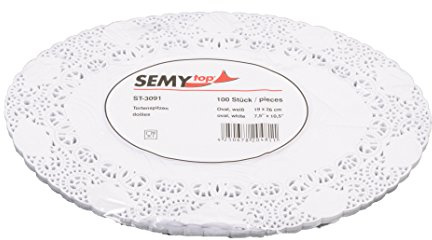 Semy Tortenspitze, oval, 19x26 cm, weiß, 100 Stück, 10er Pack (10 x 100 Stück)