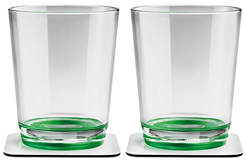 Silwy Magnetglas 250 ml mit Untersetzer 2er-Set grün