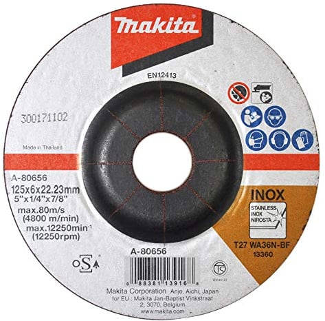 Makita Disco abrasivo in acciaio inox, 125 mm, 100 pezzi, A-80656