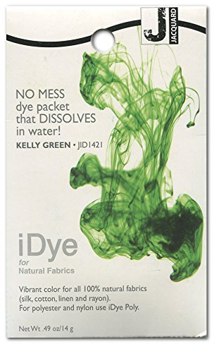 Jacquard iDye - Tinte para tela, encaje de poliéster, elastano, algodón, nailon, malla sintética, piel de vinilo, color verde Kelly