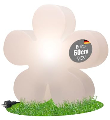 8 seasons design Leuchtblume Shining Flower (E27, Ø 60cm, UV-beständig, für innen & außen, Gartendekoration, Deko Garten, Terrasse, Balkon) weiß