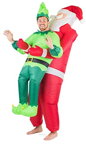 Bodysocks® Inflatable Santa Carrying Elf Costume