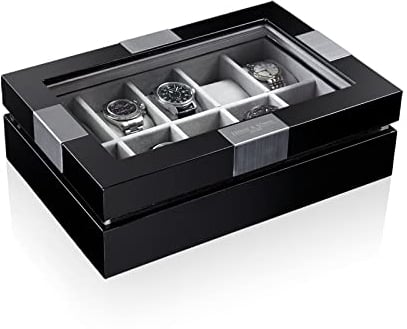 HEISSE & SÖHNE SEIT 1976® Uhrenbox Executive 10 Schwarz für 10 Armbanduhren