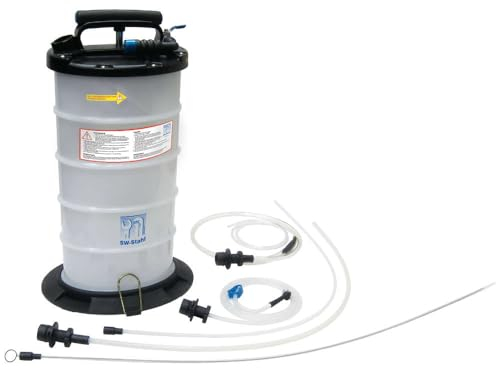 SW-Stahl 24035L Absaugpumpe, 9,5 l I Manuelle Ölabsaugpumpe mit 1,5 m Schlauch | Vakuum-Ölwechselpumpe für Motoröl, Getriebeöl, Bremsflüssigkeit | Ölabsauggerät für Werkstatt & Kfz-Service