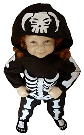 Ikumaal Skelett-Kostüm, F70 86-92, für Baby Babies Klein-Kind, Halloween Kostüm-e Grusel Scary Kinder Fasching Karneval Karnevalskostüm-e Faschingskostüm-e