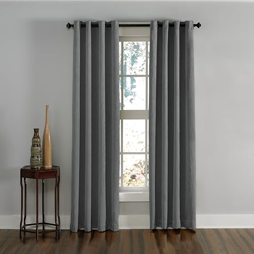 Curtainworks Lenox Grommet Curtain Panel, Grey, 50 x 132 in