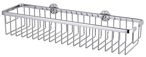 tesa Aluxx Cesta organizadora de ducha, aluminio cromado brillante, autoadhesiva, tecnología de montaje adhesiva, 92 x 450 x 125 mm