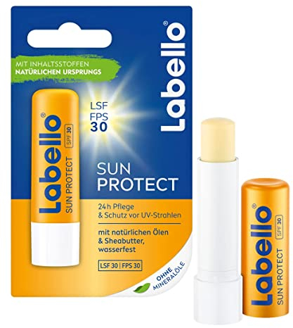 Labello Sun Protect (4,8 g), wasserfester Lippenpflegestift mit Sonnenschutz (LSF 30), Lippenpflege ohne Mineralöle