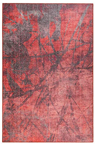 Wecon Home Silhouette | Moderner Kurzflor Teppich - Läufer für Wohnzimmer, Flur, Schlafzimmer | Pepe | WH-31026-03 | Rot (120 x 170 cm)