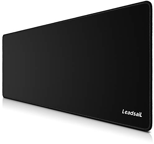LeadsaiL Gaming Mauspad Groß (800 x 300 x 4mm) XXL Maus & Tastatur Mousepad, Antiwasser, Premium-texturiertes, rutschfeste Gummierte Unterseite Matte für Computer PC Professionelle Gamer - Schwarz