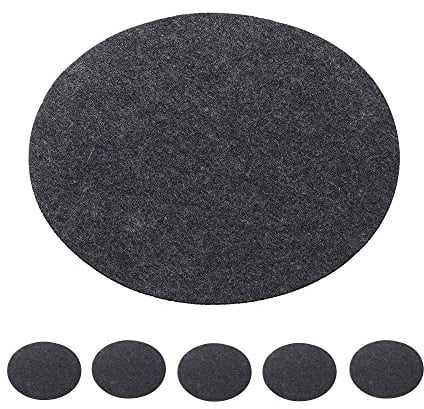 Cepewa 6er Set Tischset Filz dunkelgrau Untersetzer Rund Platzset Tischdekoration Set Tischauflage (1 x 6er Tisch-Set dunkelgrau)