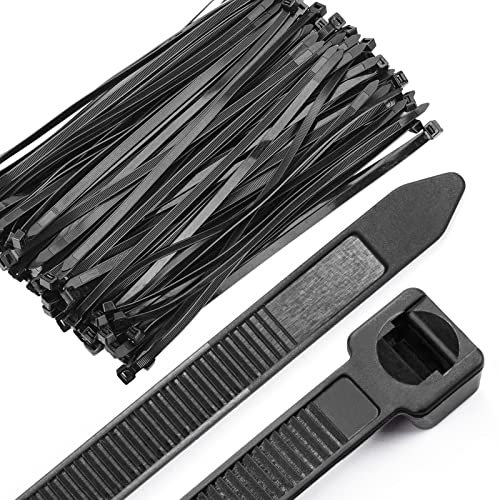 OneLeaf Cable Ties Heavy Duty 300 × 7.6mm, Self-Locking Zip Ties with 55KG Tensile Strength for Multi-Purpose Use, UV Resistant 100 Pieces Nylon Wire Ties, Black