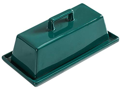 Sizikato Porcelain Butter Dish with Lid, Pure Green-7.5 inch