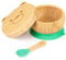 Cuenco de succión con tapa y cuchara para bebés y niños pequeños, cuenco de alimentación permanente, madera de bambú natural para una vajilla fácil de limpiar, perfecto para el viaje de destete de los