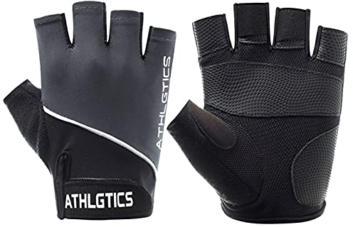 Benoon Fahrradhandschuhe, 1 Paar, rutschfest, atmungsaktiv, halbe Finger, Reiten, Fitnessstudio, Fitness-Handschuhe für Männer und Frauen, Schwarz, L
