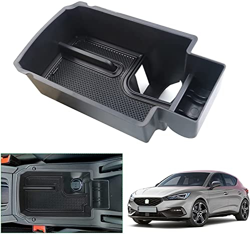 GAFAT Seat Leon MK4 | Cuprα Formentor 2020-2024 2025 Armlehne Organizer, Neu Seat Leon 4 KL ST FR Formentor VZ Facelift Mittelkonsole Aufbewahrungsbox Tray Mittelarmlehne Handschuhfach (Schwarz)