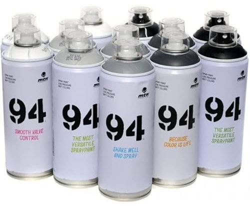 Lot de 12 bombes de peinture - MTN 94 - échelle de gris - 400ml