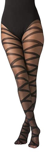 Gi&Gi collant fantaisie femme original Effet Jacquard Rubans 40 DEN N.1375 (FR/ES, Alpha/lettres, L, TG, Taille normale, Taille normale, NOIR A)