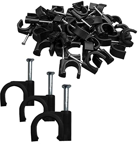 SWZHAI 100PCS Black Half Clamp J-Hook with Nail, Pex Clamps for Tubing Pipe Pex Cable Pipe Support (1/2 inch)