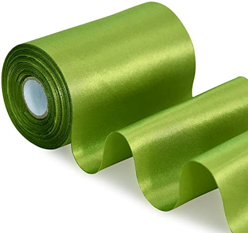 TONIFUL 10cm x 20M Grasgrün band breit geschenkband große schleife satinband für auto Bogen Große Eröffnungszeremonie Schleifen Partydekoration Stuhl Hochzeit Der Valentinstag Weihnachten