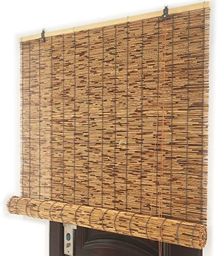 LBONG Schilfrohrmatte Verdunkelungsrollo Sichtschutz Schlfmatten für Balkon, offene Terrasse und Gartenzäunen,120 * 300cm(47.2 * 118.1in)