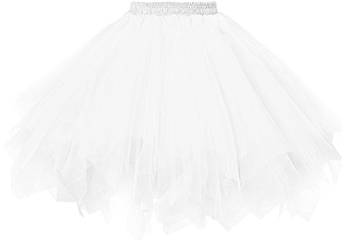 Dressever Damen Tüllrock 50er Rockabilly Petticoat Retro Tutu Ballet Cosplay Prom Abendkleider Anlass Weiß XX-Large