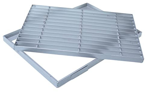 Aqbau® Gitterrost mit Zarge Stahl Maschenweite Stahlgittermatte Metallgitter (34 x 51 cm)