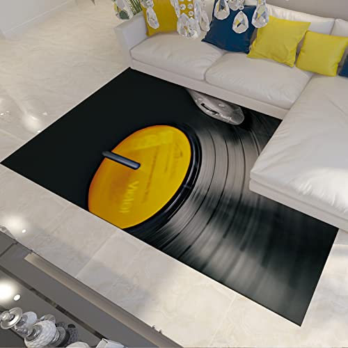 Wewoo Home Musikplatte Schwarzes Rechteck Bereich Teppich Retro Vinyl Schallplatten Teppich Rutschfester Boden Teppich für Schlafzimmer Wohnzimmer Arbeitszimmer Spielteppich 180x270cm