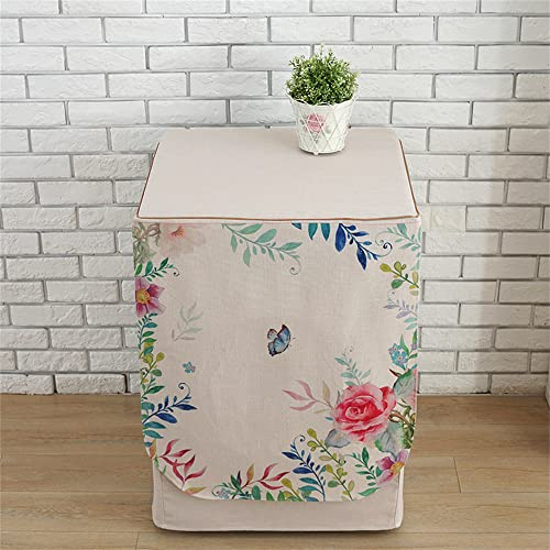 Odot Funda Lavadora Exterior Impermeable, Universal Cubierta para Lavadora y Secadora Carga Frontal, Funda de Protección Solar Antipolvo con Cremallera (Fragancia de Flores,60x60x83cm)