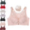 Floral Bra, Floral Comfort Rose Bra Front Closure Lace Comfy No Wire Bras, Comfortable Push up Bra (Pink,40/90C)