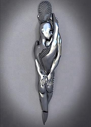 Metall Figur Statue Kunst Leinwand Gemälde Romantisch Abstrakt Poster und Drucke 3D Liebhaber Skulptur Poster Modernes Wohnzimmer Heimdekoration - Ohne Rahmen (BST-09,80x120cm*1)