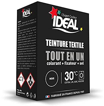 IDEAL Teinture Tissus Poudre Tout en 1 Maxi Noir - 350g de puissance pour raviver vos textiles - Le Lot De 3