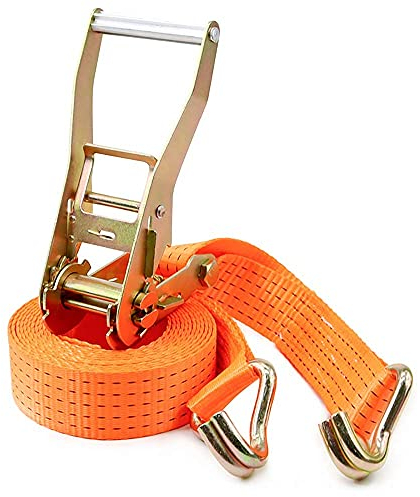 Vier 5000-kg-Gurte mit Ratschen und Haken, ein Satz Ratschengurte, Gepäcktasche für LKWs (Farbe: Orange, Größe: 50 mm x 8 m), Spanngurte, Ratschensicherungswindengurte, Ladungssicherungsgurte (orang