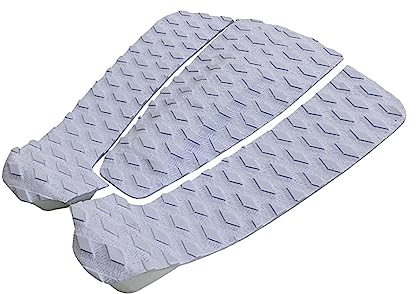 Perfeclan 3 x Surfbrett-Traktionspad, Deck-Tail-Pads, Decking-Zubehör, Eva, Selbstklebende, rutschfeste Board-Pads, Deck-Griffmatte für Skimboards, Wassersport, Weiß