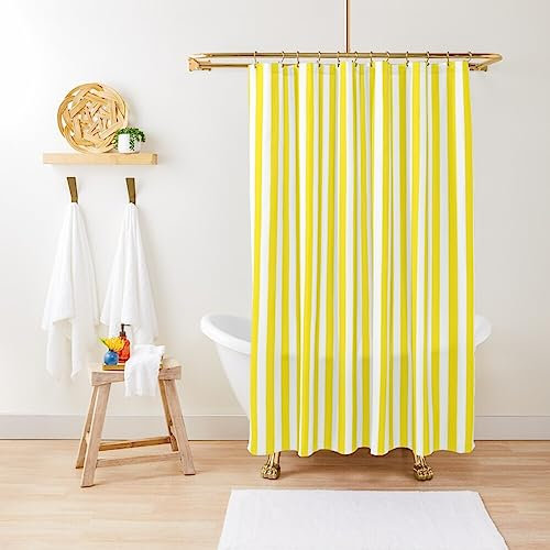 ZGDPBYF Rideau de douche jaune et blanc à rayures motif de chaise longue imperméable en tissu tissu décor de salle de bain avec crochets 150 l x 180 H cm