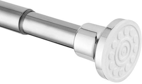 Tiemlet Tringle à rideau de douche argentée - Sans perçage - Ne rouille pas - 74 cm à 195 cm - En acier inoxydable - Extensible - Pour rideau de douche et baignoire