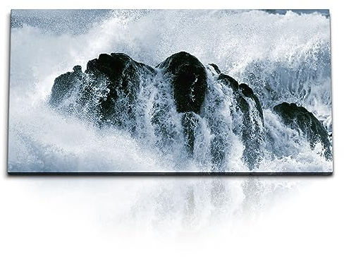 Paul Sinus Kunstdruck Bilder 120x60cm Fels in der Brandung Meer Ozean Wellen Sturm