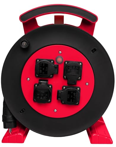 Jumbo-Kabeltrommel 2.0 40m H07RN-F 3G1,5 qmm schwarz 4 Schutzkontakt-Steckdosen