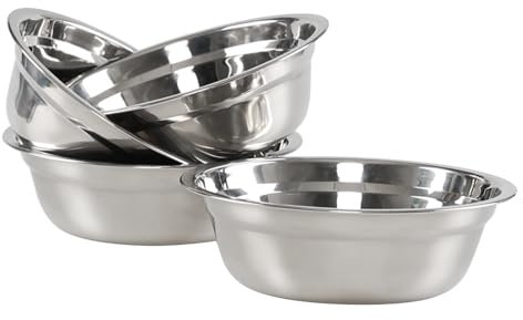 Minekkyes Stainless Steel Salad Mixing Bowls, Metal Prep Bowls, Deep Mixing Prep Bowls, 4 Packs