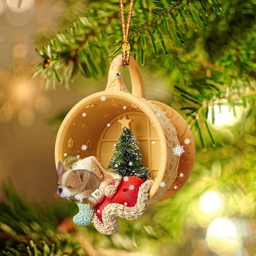 Dantazz Weihnachtsschmuck Weihnachten Katze Eichhörnchen Ornament Acryl Tier-Figur Hängende Dekoration Weihnachtsbaum Ornament Christbaumschmuck Weihnachtsanhänger Weihnachten Deko (J5, OneSize)