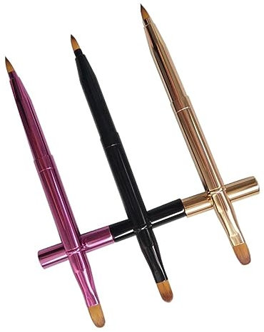 WOFASHPURET 3 Stück Lippenpinsel Mit Zwei Enden Concealer Einziehbarer Lippenstift-liner-pinsel Make-up Schwarz Violett