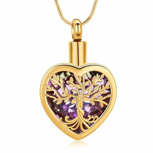 VCCWYQK Herz Urne Halsketten für Asche für Frauen Einäscherung Schmuck Blume Memorial Mini Keepsake Asche Hollow Anhänger (K-4)