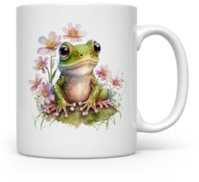 MAXIKIWI - Tasse à café ou à thé en céramique lisse et durable pour la maison ou le bureau - Parfait pour toutes les occasions - Thème grenouille mignonne 1-350 ml