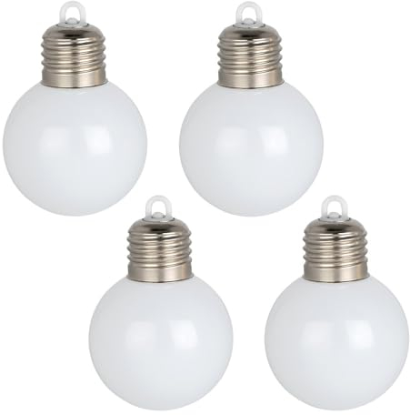 Ideen mit Herz LED-Kugeln | Glühbirne | Dekoration | warmweiß | indirekte Beleuchtung | Fenster-Deko | Lichterkette | 4 Stück | Ø 6 cm (Weiß)